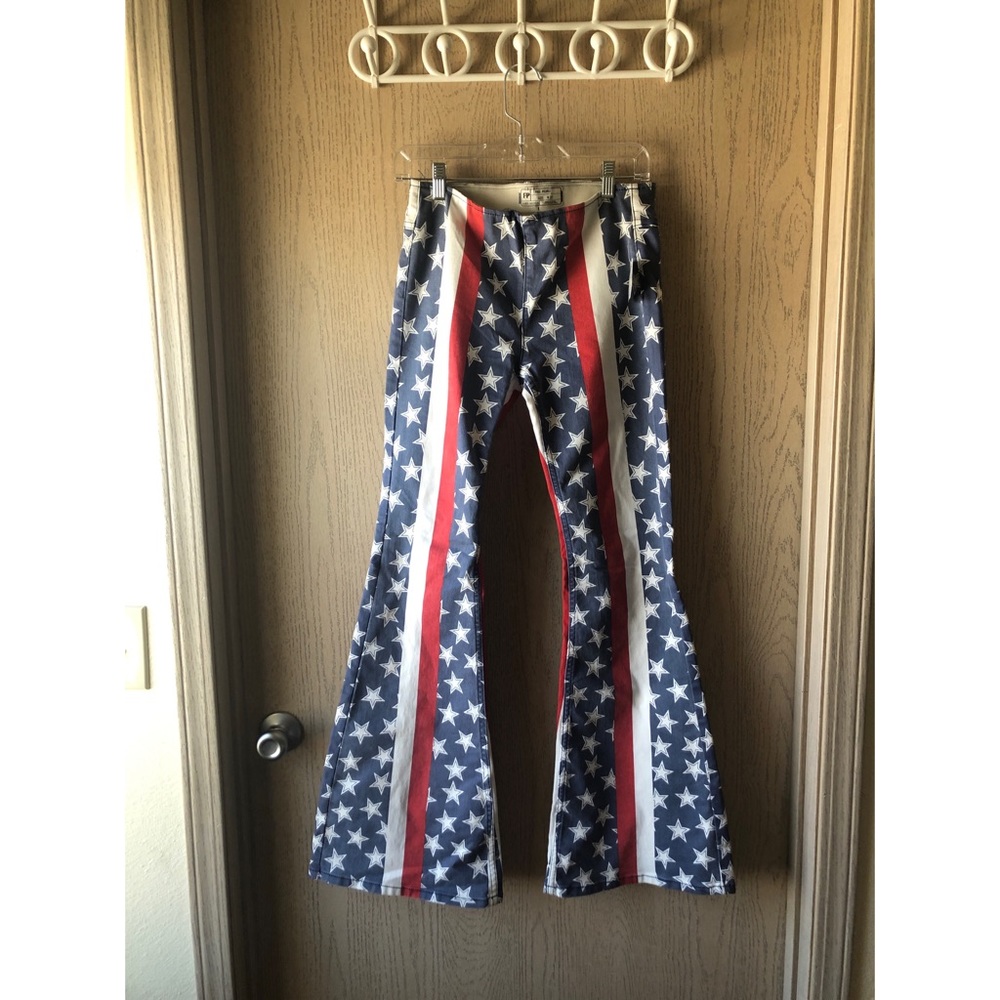 Free People Red White & Blue Flare Jeans